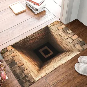 1pc 3D Simulation Pit Hole Floor Mat Door Mat Printed Soft Kitchen Floor Mat Floor Mat Living Room Laundry Room Decoration Carpet Rug Perfect for Indoor and Outdoor Home Decoration