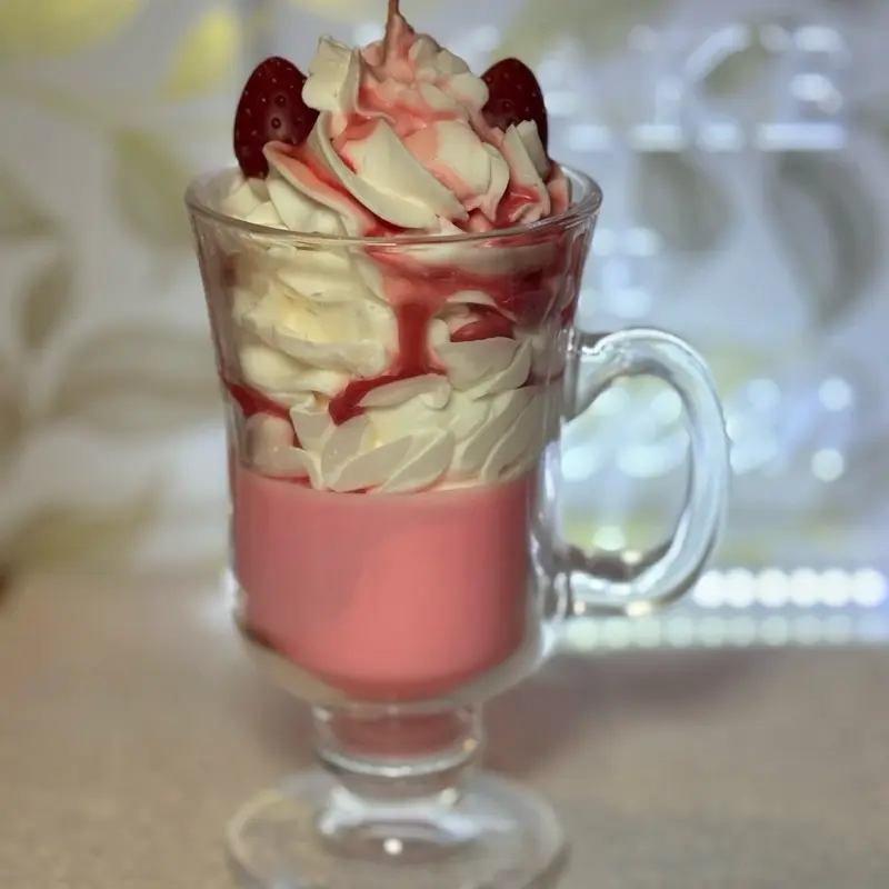 Strawberry Milkshake Scented Dessert Candle | Handmade Soy Candles