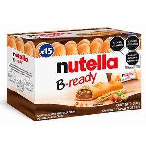 Ferrero: "Nutella B-ready " a crisp wafer of bread in the form of mini baguette stuffed with a creamy Nutella 15 pieces 10.13 oz (286g) [ Italian Import ]