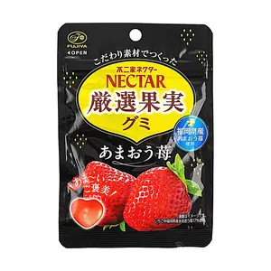 FUJIYA NECTAR Gummy Candy - Fukuoka Amaou Strawberry Flavor - Juicy & Rich Fruit Chewy Snacks