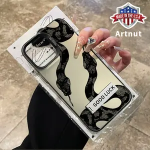 Python Pattern Bracket Phone Case for iPhone 16 E 15 14 Pro Max 13 12 11 XR XS Plus Shockproof Anti-Scratch Durable PC Back Protective Cover Cellphone Casing