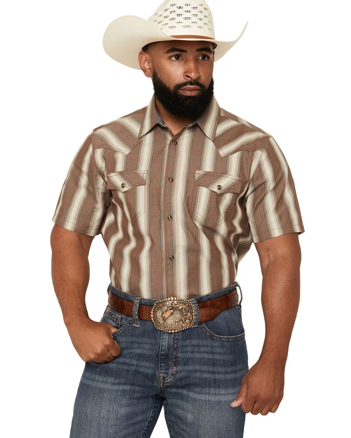 Cody James Men's Men'S Gopher Striped Print Short Sleeve Snap Western Shirt - Cjfa26w3-Bn