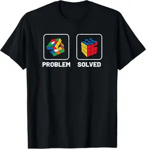 100% Cotton Competitive Puzzle Cube Problem Solved Speed Cubing T-Shirt