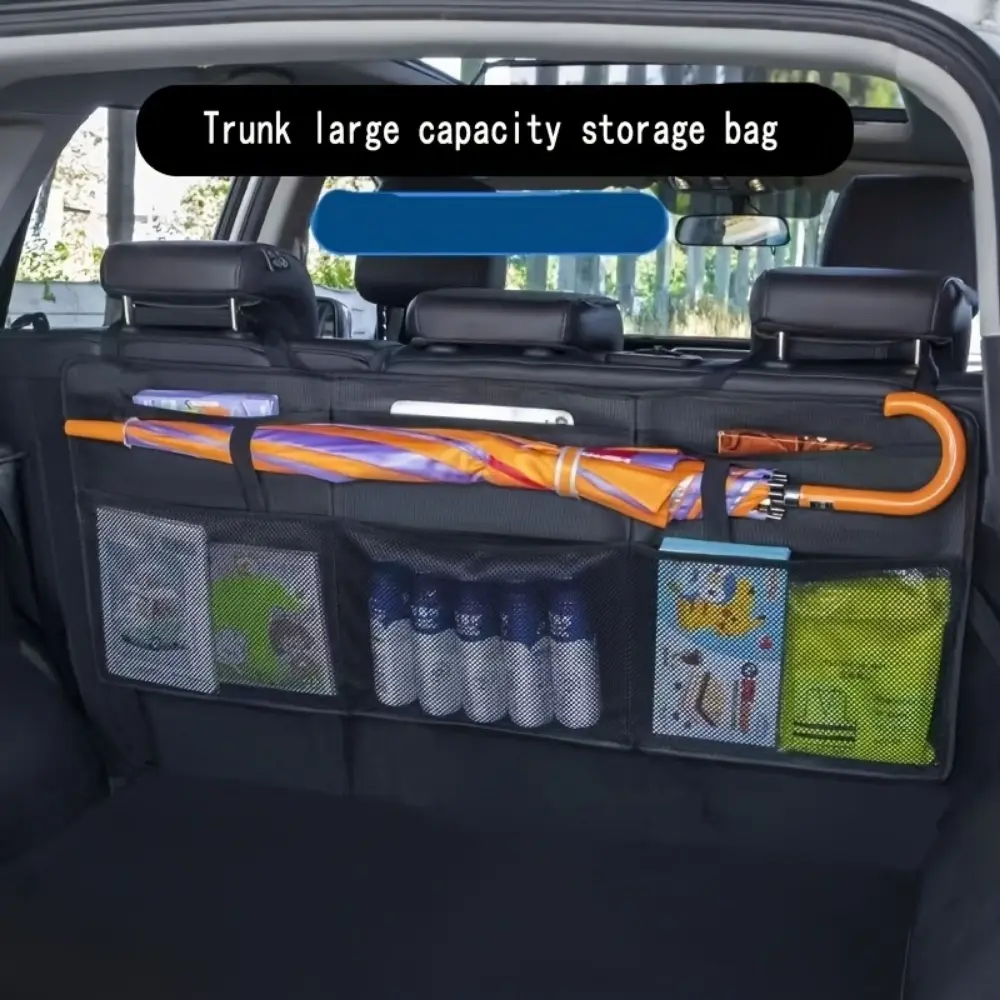Collapsible Car Trunk Organizer Bag, Multi-Compartment Waterproof Storage Box with Handles for Auto Interior Organization