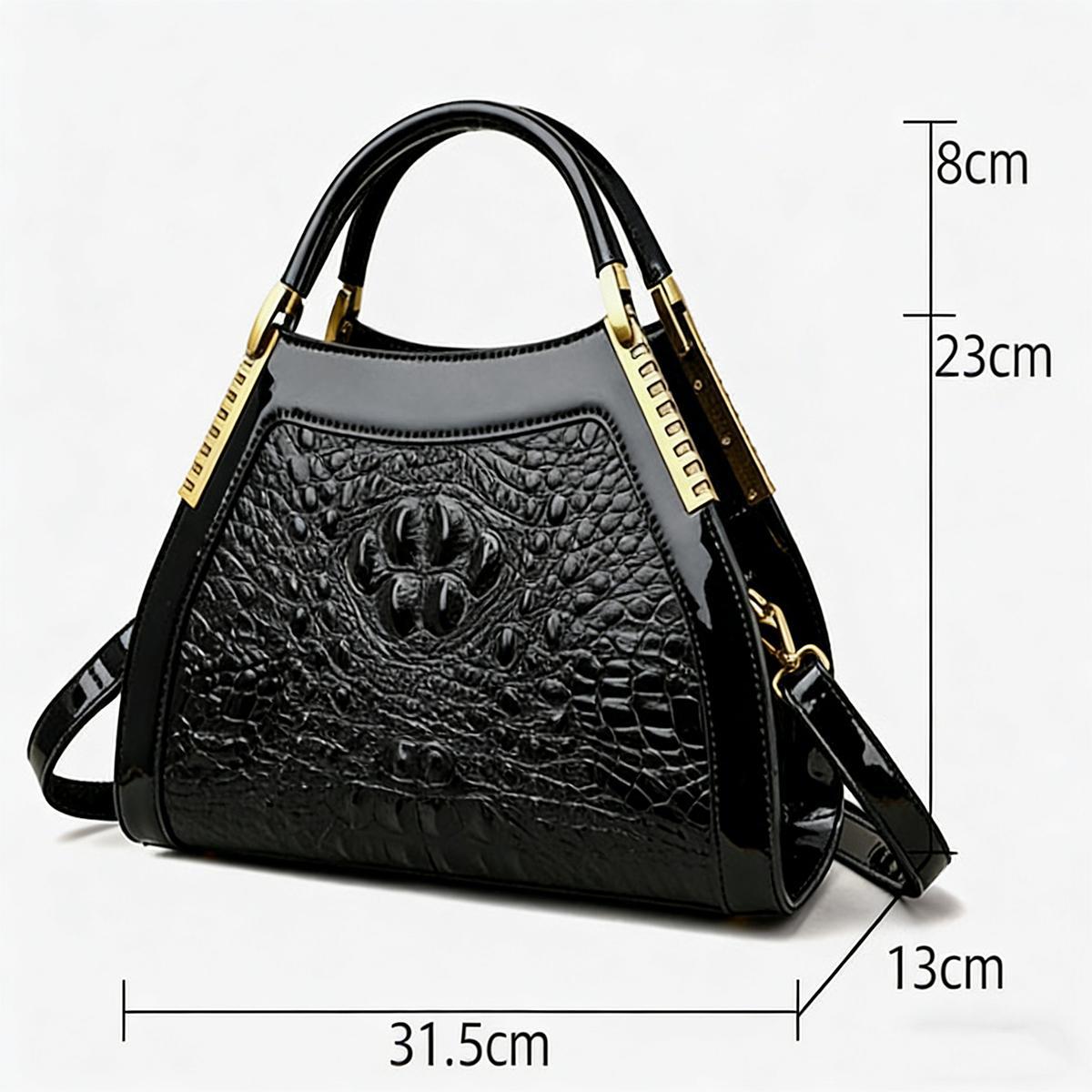 Vintage Embossed Glossy Croc-pattern Women’s bag — Large-capacity, two-way (crossbody/handheld), versatile for commuting, elegant shoulder bag Shoulder Tabby Bag