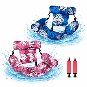 2-Pack Inflatable Pool Floating  for Adults, Pool Hammock Lounger with Backrest & Cooling Mesh, Portable Summer Float for Pool Beach Lake Party Fun,lounge chair,party summer water beach,adult heavy duty,pool party,inflatable pool chair,floating chairs.