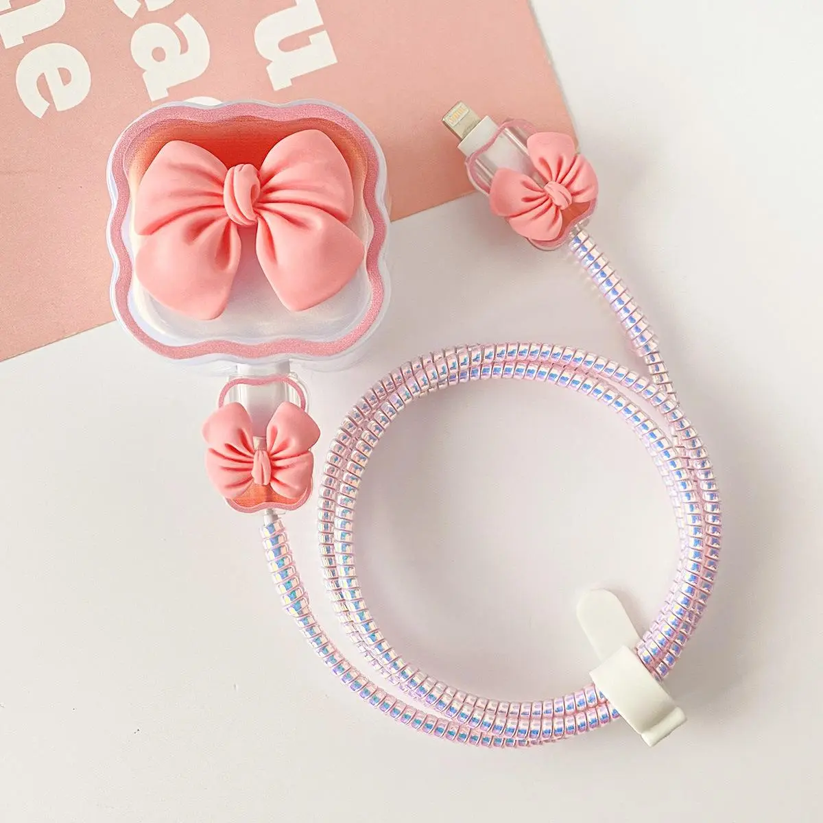 Cute Heart Design iPhone Charger Protective Case & Decorative Data Cable Cover - Smartphone/Cellphone Electronic Handheld Office Accessory, Connection