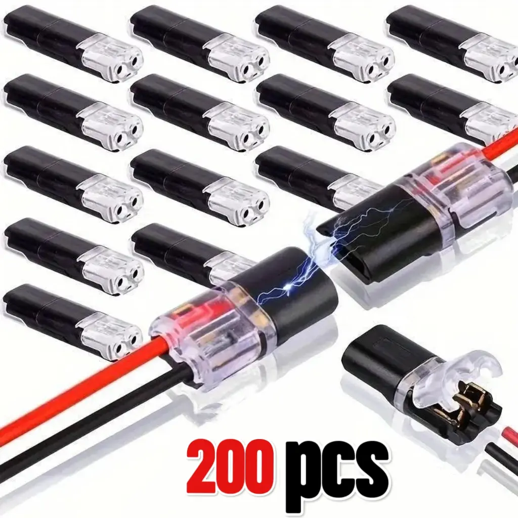 2-Pin Interlocking Quick Splice Connectors, Durable Reliable No-Soldering Plugs with Locking Buckle, Secure Fit for LED Strip, Car Low-Voltage Wires, Durable Reliable Connectors, Interlocking Quick Connector