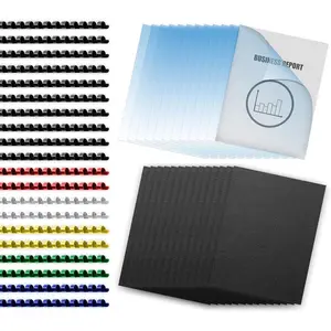 Binding Covers and Combs Set, Binding 8.5x11 Inches Paper, 50 Pcs Leather Texture Paper Binding Covers, 50 Pcs 8 Mil Clear Covers and 20 Pcs Assorted Combs