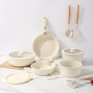 4/5/9/12 Piece Cookware Set with Detachable Handles, Non-Stick Pots and Pans Stackable, Suitable for Induction Stovetop and Oven