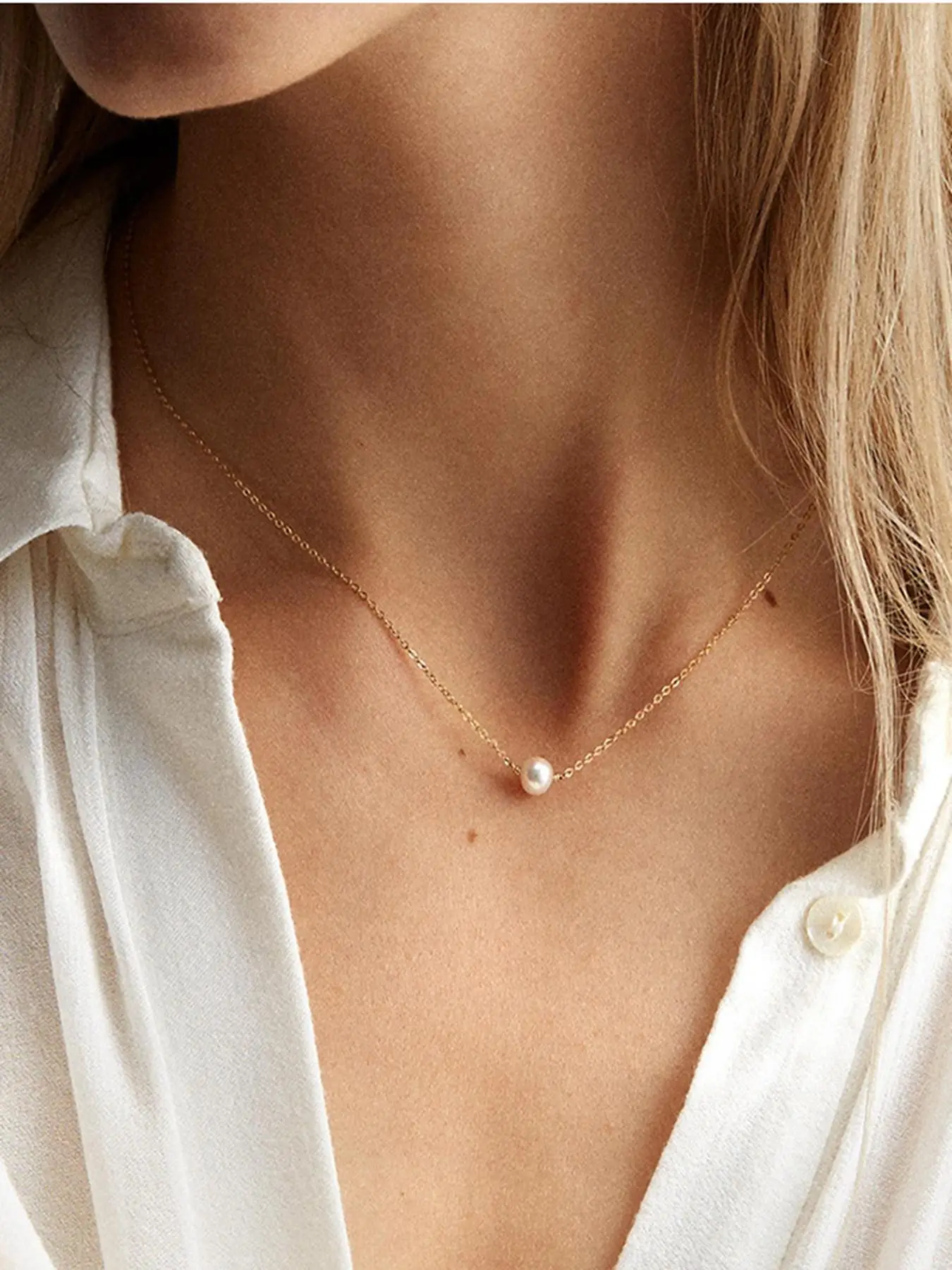 Elegant Solid Faux Pearl Decor Charm Necklace for Women for Gift, Trendy Matching Clavicle Chain Necklace, Classic Fashion Women Accessories, Vintage