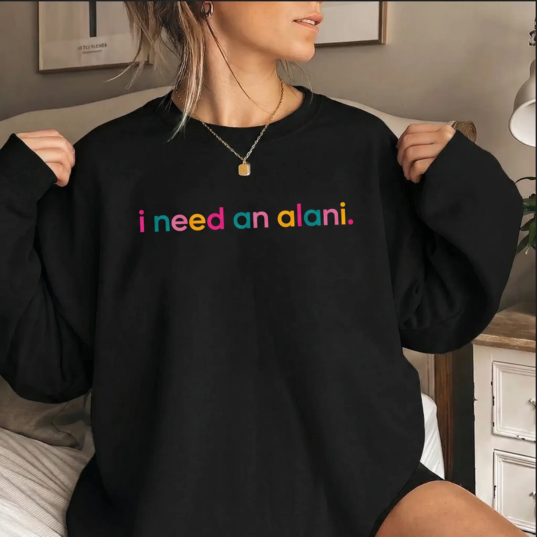Alani Colorful Letter Print Graphic Sweatshirt - Men's & Lady's Soft Fleece Long Sleeve Crewneck Pullover, Fashion Fabric Streetwear Top for Energy Drink Lovers, Oversized/Fitted Casual Wellness Aesthetic (TikTok-Trending)