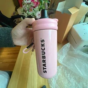 Starbucks overseas TT pink black sport Multipurpose 17oz Ss drink bottle W/ Tea strainer