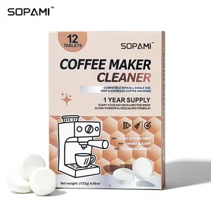SOPAMI Coffee Maker Cleaner Tablets 12 Count Ultra-Powerful Descaling Formula for Espresso Drip & Capsule Machines