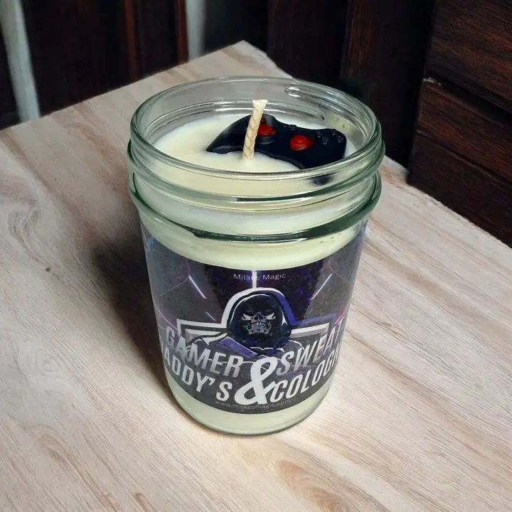 Gamer Sweat & Daddy’s Cologne Candle - Fresh Sweat Spicy Cologne Musk Scent for Late Night Gaming Sessions Decor