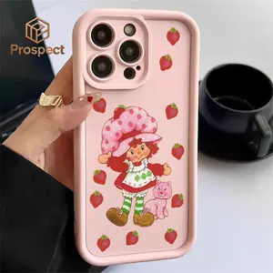 Pink Strawberry And Shortcake Retro Sweet Cute Fashion Phone Case.  For Galaxy S25, S24, S23, S22, S21 PLUS, FE And Ultra,Galaxy A33 Compatible With For Iphone17 Pro Max, 16, 15, 14 And 13. It Makes A Perfect Gift For Birthdays, Holidays,