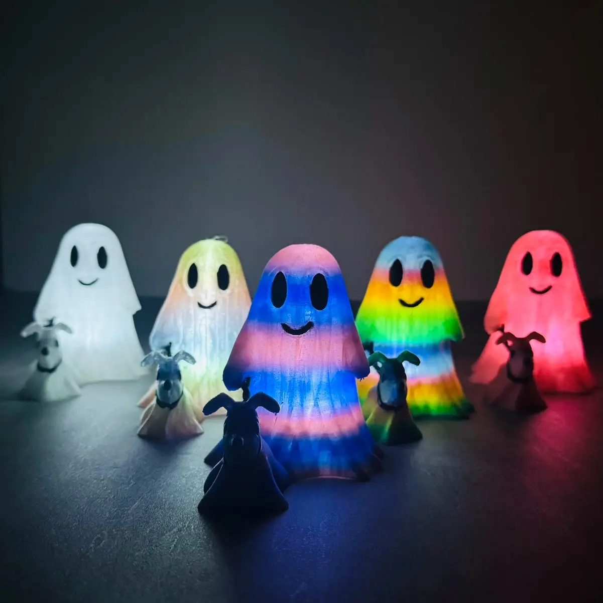 Ghost Walking Dog Figurine  - with Optional LED Tea Light - Multicolored Variations- Desk Ornament - Gift Idea - 3D Printed