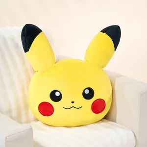 MINISO Pikachu Head Plush Cushion, Soft Bouncy Pokémon Face Pillow, Cute Yellow Stuffed Pillow for Couch, Bedroom, Nap Time, Kids and Fans Gift