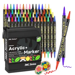 [JMC Jimico] Acrylic Paint Markers Set, 96/120  Colors Dual Tip, Acrylic Brush Marker, DIY Art Supplies for Rock Painting, Canvas, Wood, Crafts, Back-To-School, Christmas Gift, Markers for Coloring, Art Supplies,  Coloring Supplies #GLOBAL PICKS
