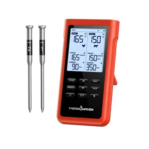 3000FT Smart Wireless Meat Thermometer, Sub-1G Long Range, 6 Sensors NIST Certified Accuracy, 2 Thin Probes, Standalone Base with Large LCD for Grill, Smoker, Oven, BBQ