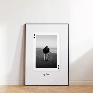 (2 options) Personalized Valentine’s Day Photo Gift, Custom Playing Cards Wall Art, Thoughtful Present for Her.
