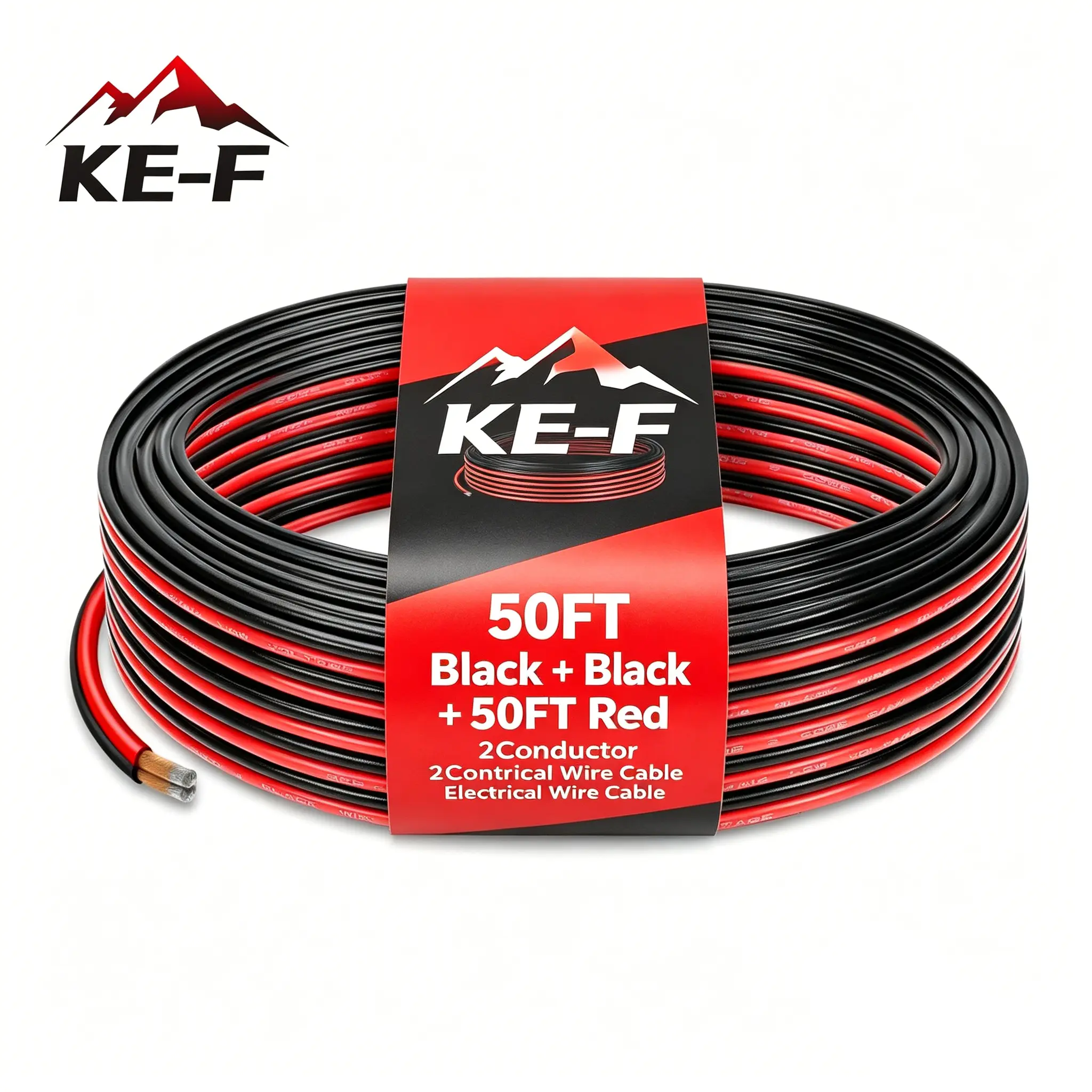 KE-F 100FT 14 AWG 14/2 Gauge Flexible Red Black Electrical Wire Hookup Wire LED Strips Extension Wire 12V 24V DC Speaker Cable Cord for LED Lamp Cord