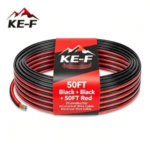 KE-F 100FT 14 AWG 14/2 Gauge Flexible Red Black Electrical Wire Hookup Wire LED Strips Extension Wire 12V 24V DC Speaker Cable Cord for LED Lamp Cord
