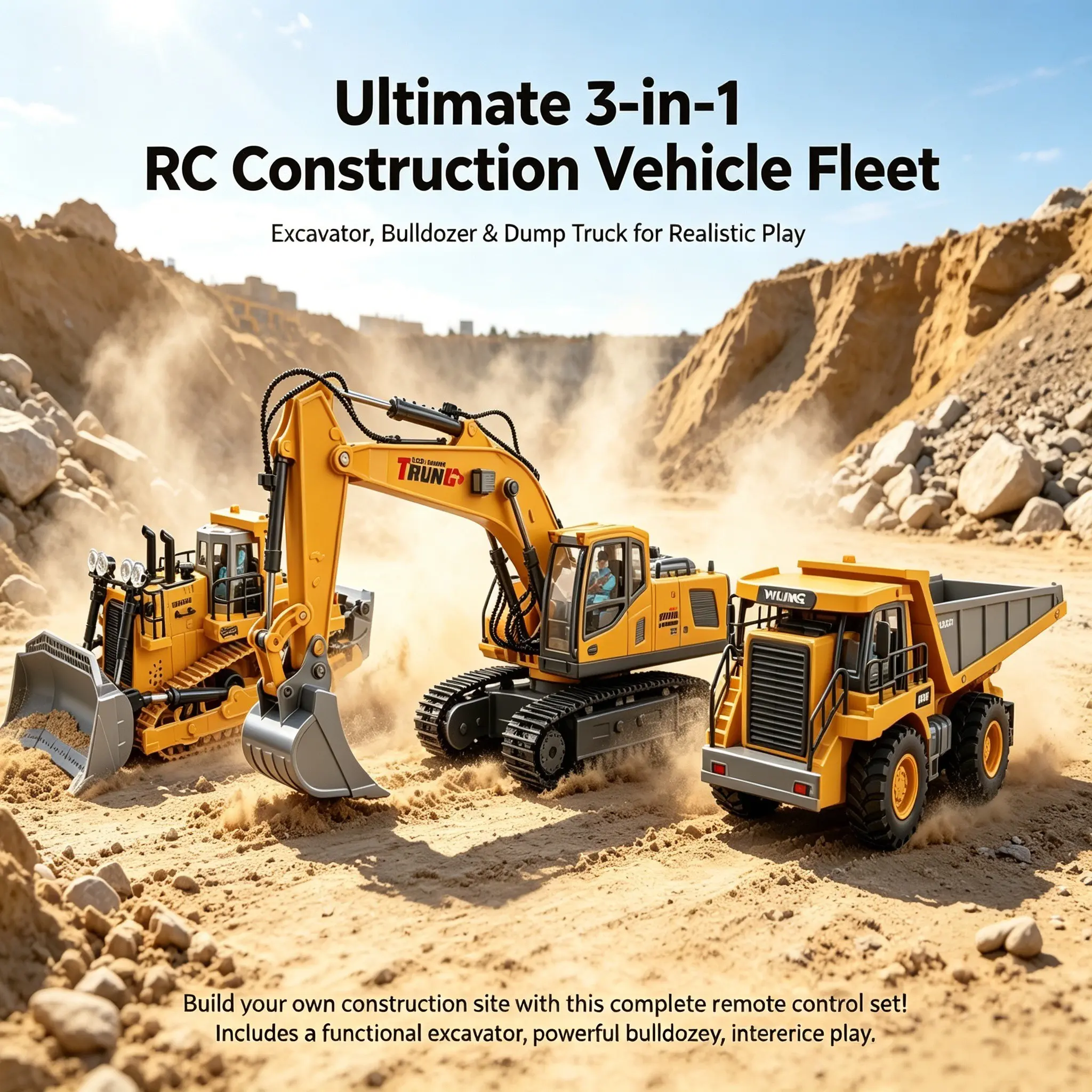 Remote Control Excavator Toy, Rc Controlled, Hobby Grade RC, 2.4GHz 11 Channel, 680° Rotatable Cab, Alloy Bucket, 1200mah Battery, Perfect Gift for Kids and Enthusiasts