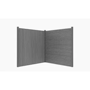 All Weather WPC Composite 3D Slat Panels Graphite Charcoal Gray Wood Grain, Textured Decorative Wall & Fence Covering, Waterproof UV Resistant Outdoor Privacy Panels for Garden, Patio, Modern Home Decor
