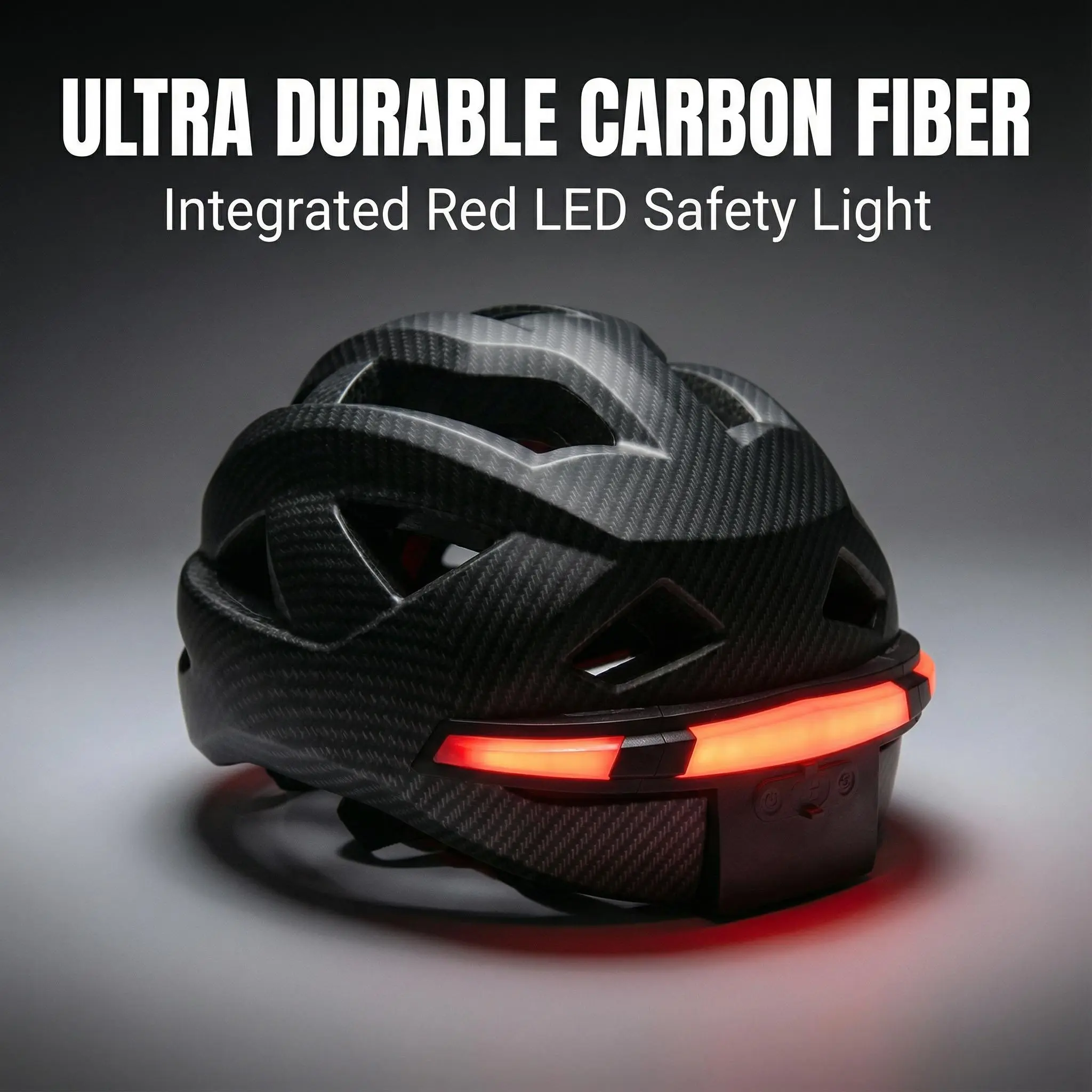 Carbon Fiber Bicycle Helmet, Aerodynamic Protective Gear with Bluetooth Audio, Luminous LED Turn Signals, Tail Light & Wireless Remote