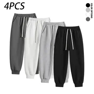 Spring/Autumn men’s basic solid-color casual athletic fitness pants—comfortable, loose, long, cuffed joggers.