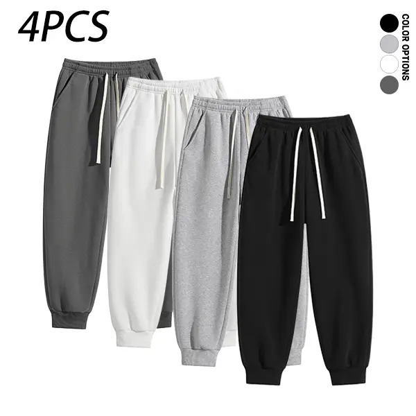 Spring/Autumn men’s basic solid-color casual athletic fitness pants—comfortable, loose, long, cuffed joggers.