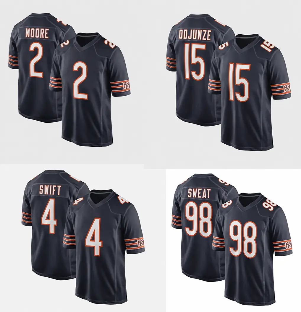 Chicago Custom Football Jersey #18 Williams #2 Moore #15 Odunze #4 Swift #1 Johnson #98 Sweat - Stitched Fan Shirt