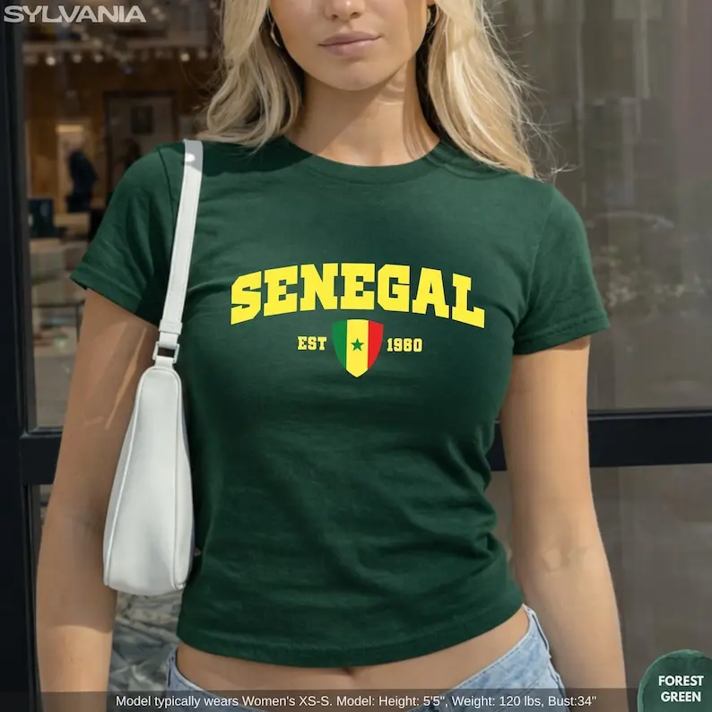 Senegal Baby Tee, Sénégal Flag Shirt, Vintage y2k Inspired Baby Tee,  aesthetic graphic tshirt, summer tee, 90s,y2k