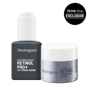 Neutrogena Rapid Wrinkle Repair Power Duo: Retinol Regenerating Cream & Pro+ Power Serum for Smoother, Younger-Looking Skin