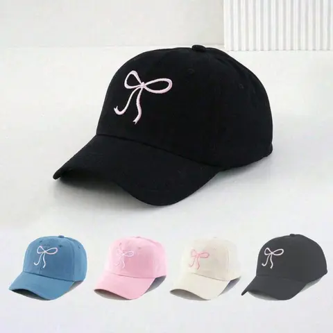 Bowknot Design Classic Baseball Cap, Embroidered Hat, Casual Outdoor Sports Hat for Women & Men, Adjustable Sun Protection Cap for Daily Wear, Embroidery Hat