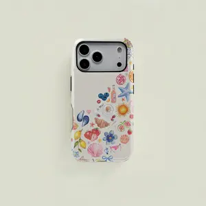 Beach-themed fruit and floral pattern phone case, sturdy and durable 2-in-1 case, compatible with iPhone 17/16/15/14/13/12/11 Pro Max/Plus/Pro, Galaxy S25/S24/S23 Ultra. Durable, stylish protection, and a great holiday gift.