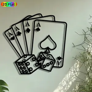 1pc Four Aces & Dice Metal Wall Art, Poker Cards & Dice Statue Mural, Artistic Metalwork, Intricate Craftsmanship, Perfect for Housewarming, Modern Home Decor, Game Night Decor, Perfect for Game Room Bar Man Cave Decor, Ideal Gift for Casino Enthusiasts.