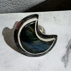 Custom Moon Labradorite Ring | Sterling Silver