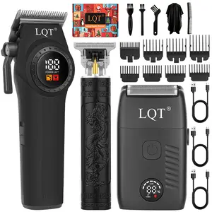 LQT 3Pcs  Professional Cordless Hair Clipper set, Engraved Detail Trimmers for men & Electric Shaver, LED Display, USB Rechargeable Barber Kit with Guide Combs & Cape, Premium Gift Box, Perfect Gift