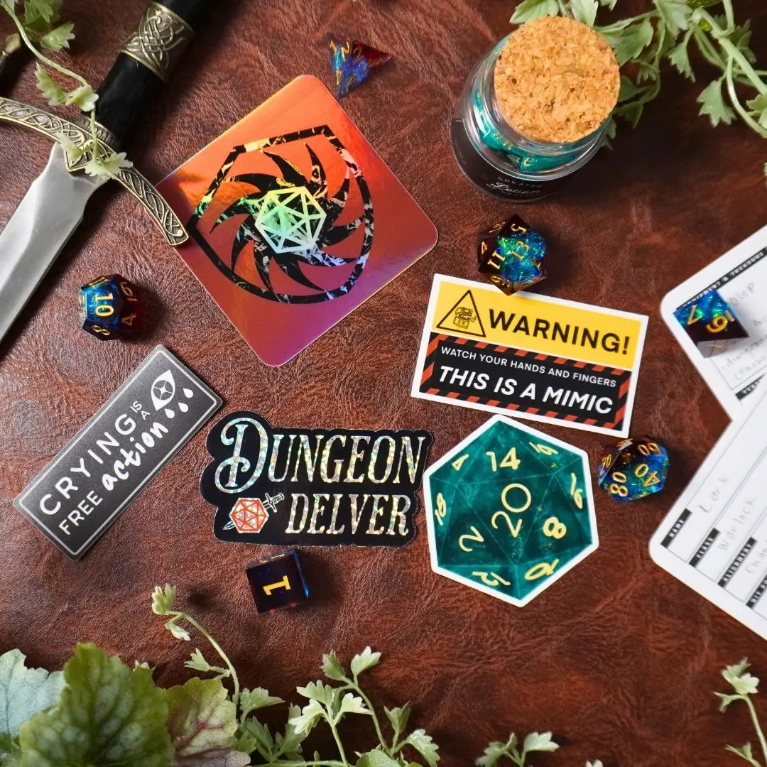 Dungeon Sticker Pack - Waterproof and  Decorative | Includes Waterproof Matte and Holographic Stickers dnd gift