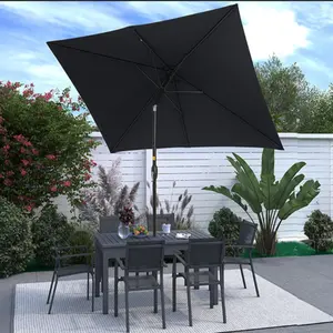  [Bellemave] 6.5x10ft Rectangular Patio Umbrella with Tilt & Crank| UV-Resistant Polyester Canopy| for Backyard Poolside (Base Not Included)