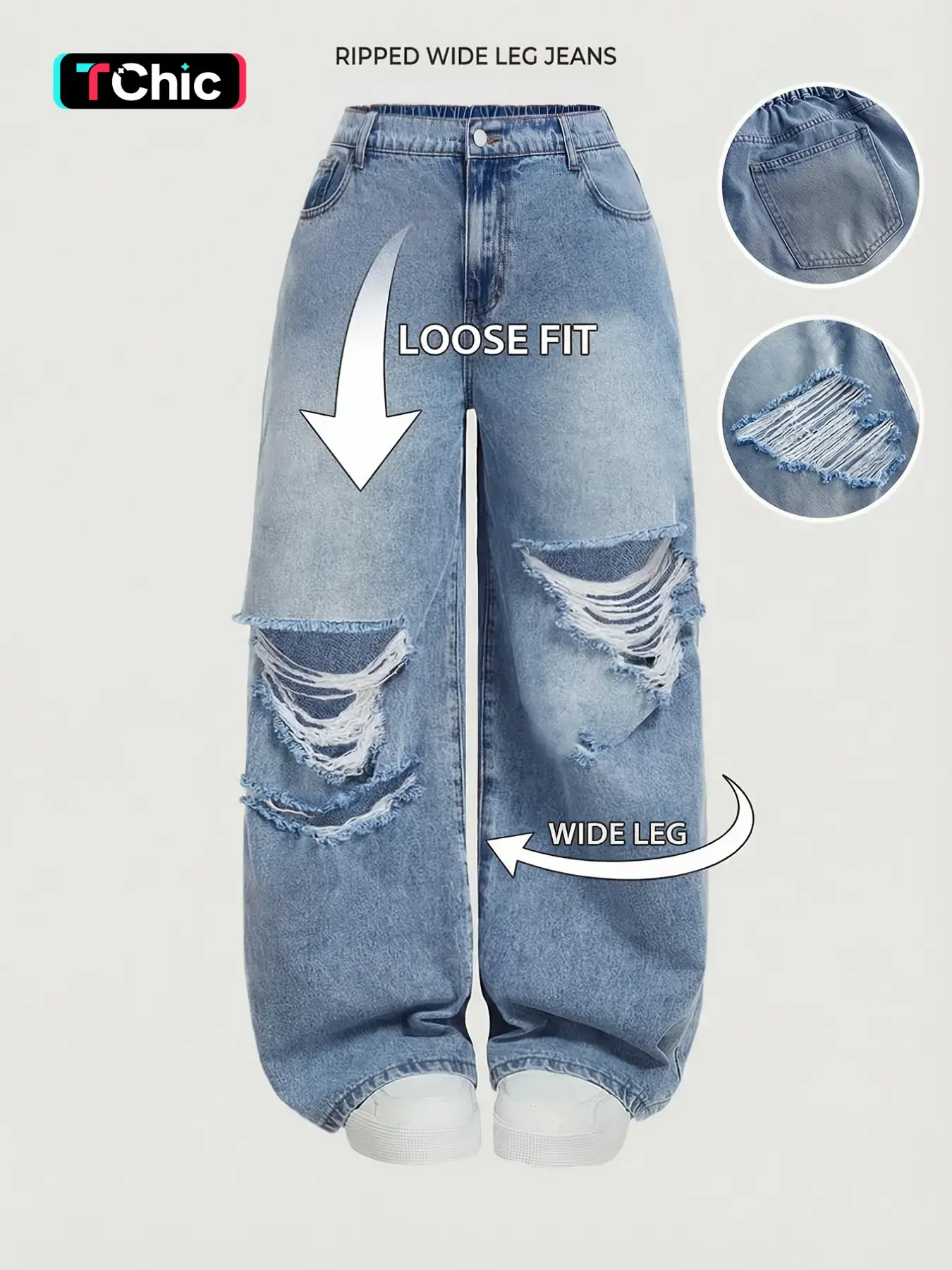 Women's Denim Fabric Jean Long Pants Fashion Design Spring Summer Ripped Fitted Breathable Comfort Casual Streetwear, Zipper Fly Closure, All Seasons