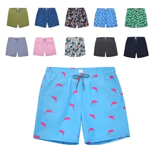 Men's Quick Dry Swimtrunks, Beach Shorts with Mesh Lining & Pockets, Printed Casual Summer Athletic Bathing Suits for Vacation & Sports