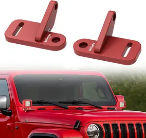 Nilight Aluminum Alloy Light Mounting Brackets - Hood Cowl Front A-Pillar Mounts, Fits LEDs for Offroad Lighting on Jeep Wrangler JL/JT Series (JL, JLU, Gladiator JT) 2018-2025, Red