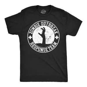 Mens Funny T Shirts Zombie Outbreak Response Team Sarcastic Graphic Tee for Men Mens Funny T Shirts Cool Vintage Fashion T-Shirt Gift Classic Menswear Sarcastic Apparel for Men Funny Zombie Short Sleeve Novelty Black -