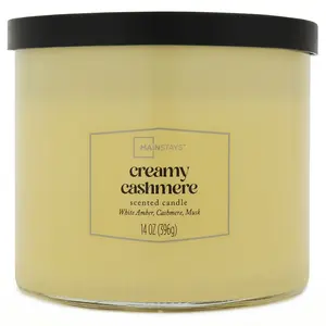Mainstays Textured Wrapped Candle Creamy Cashmere, 14 Ounce