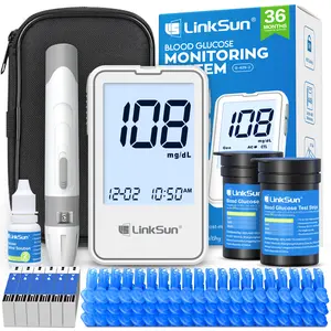 LinkSun G-425-2 Blood Glucose Monitor Kit with 100 Test Strips & 100 Lancets for Home Use, Large Display, No-Coding Design, Quick 5-Second Test Time, Diabetes Testing Aid Healthcare #SpringStatements