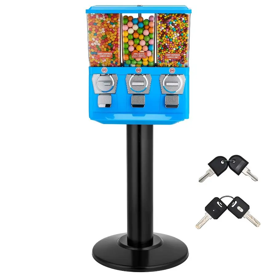 【DealsForYouDays】【DealsForYouDays】 VEVOR Candy Vending Machine, Triple Compartment Candy Vending Machine with Stand, Gumball Candies Vendings Machines with Built-In Cash Box, Detachable, Vintage Candies Dispenser for Shops, Arcadesdealsforyoudays