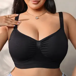 Plus Size Bra Women Seamless Push Up Lift Support Wireless Full Coverage Bra